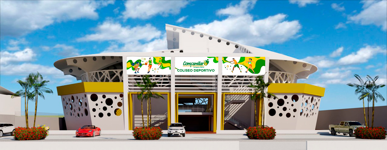 Fachada coliseo deportivo Comfamiliar