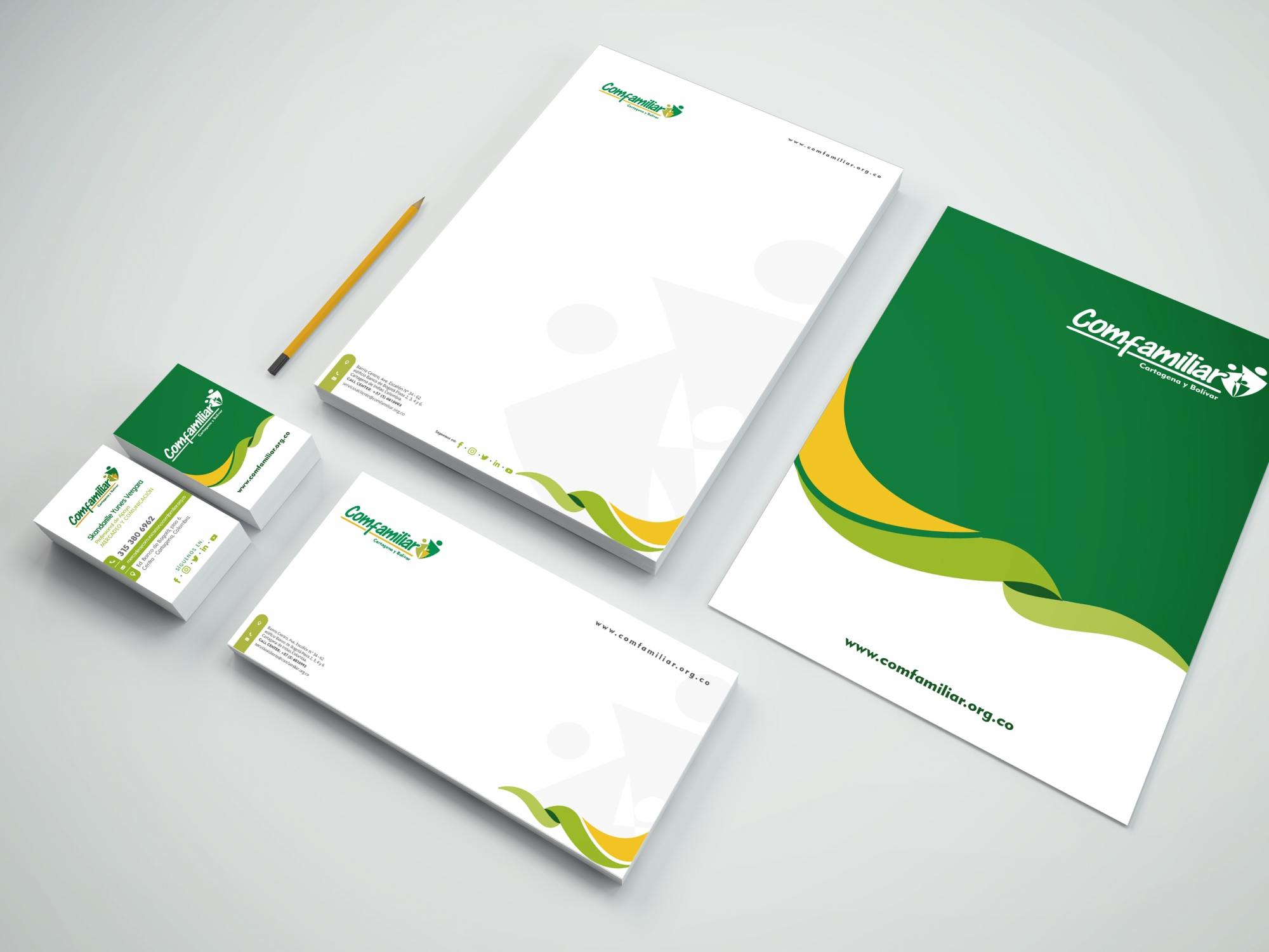 Comfamiliar papelería corporativa