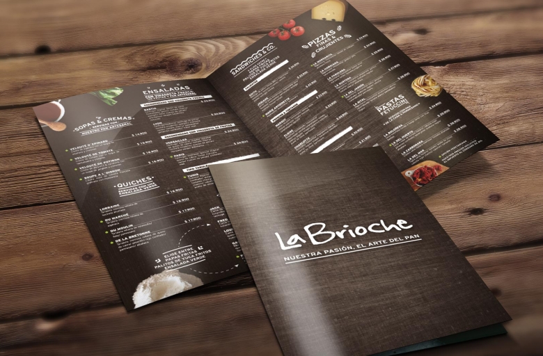 Menú Restaurante La Brioche - Trabajos Realizados Macondo